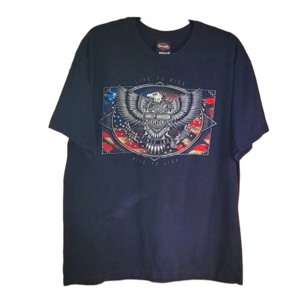 Harley-Davidson Motor Cycles Black T Shirt With Large Front & Back Graphics XL